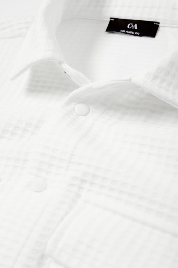 Herren - Hemdjacke - strukturiert - cremeweiß