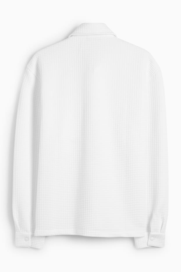 Herren - Hemdjacke - strukturiert - cremeweiß