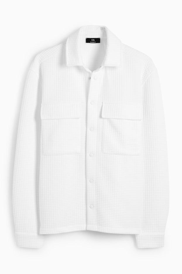 Herren - Hemdjacke - strukturiert - cremeweiß