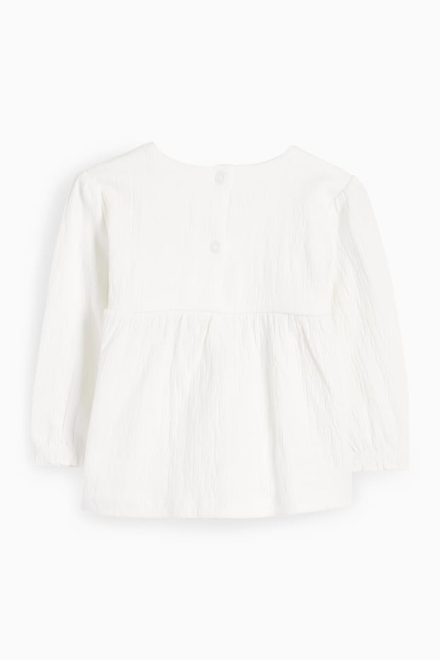 Baby Mädchen - Blümchen - Baby-Langarmshirt - cremeweiß