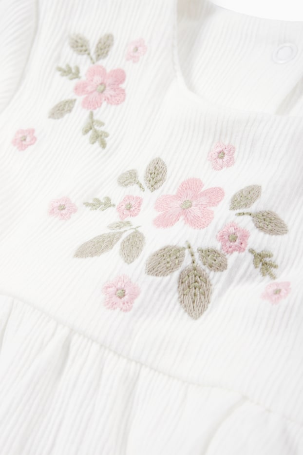 Baby Mädchen - Blümchen - Baby-Langarmshirt - cremeweiß