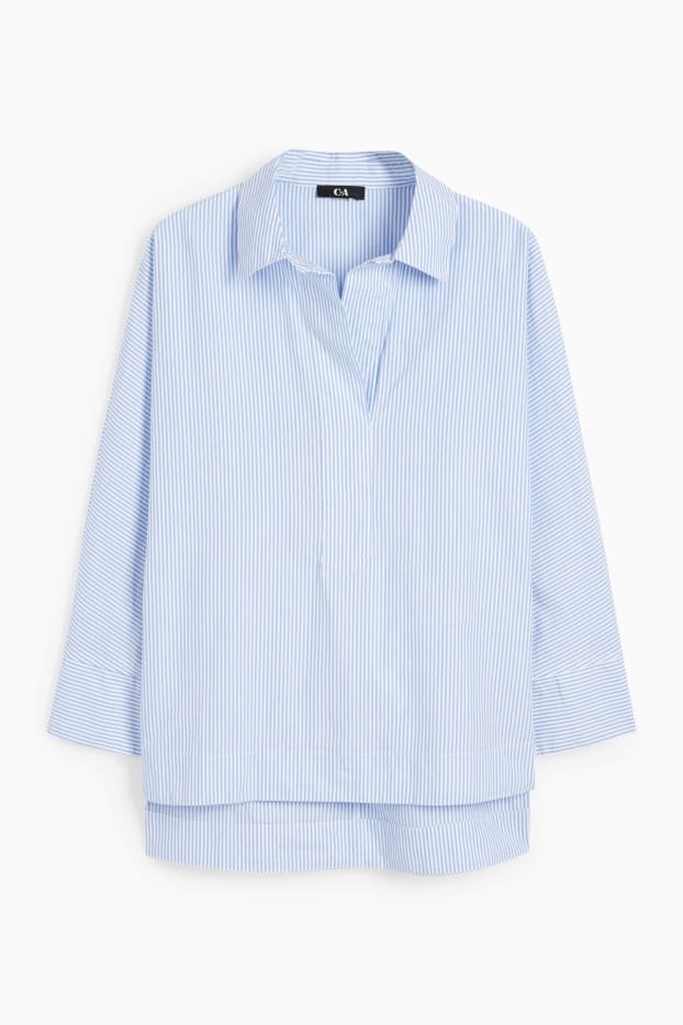 Damen - Popeline-Bluse - gestreift - blau