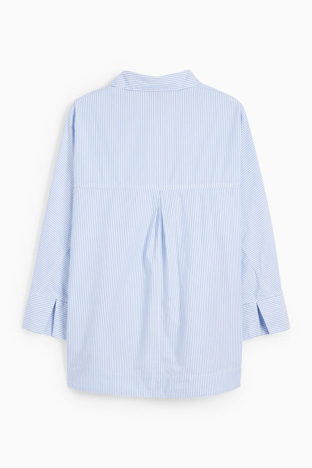 Damen - Popeline-Bluse - gestreift - blau