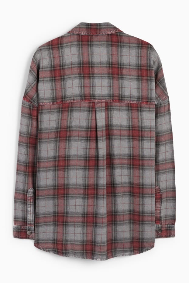 Donna - Blusa - a quadretti - grigio