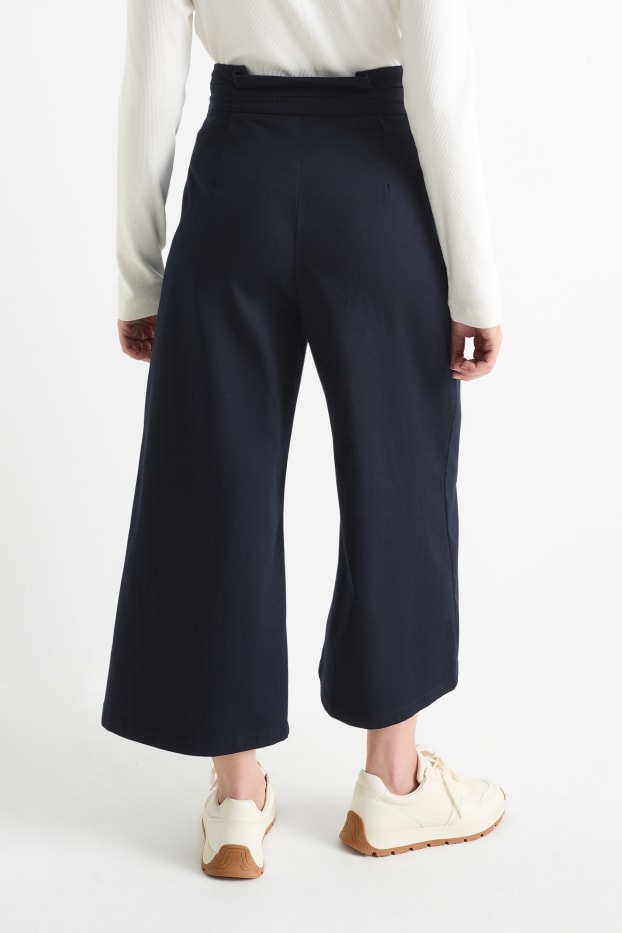 Dames - Pantalon - high waist - wide leg - donkerblauw