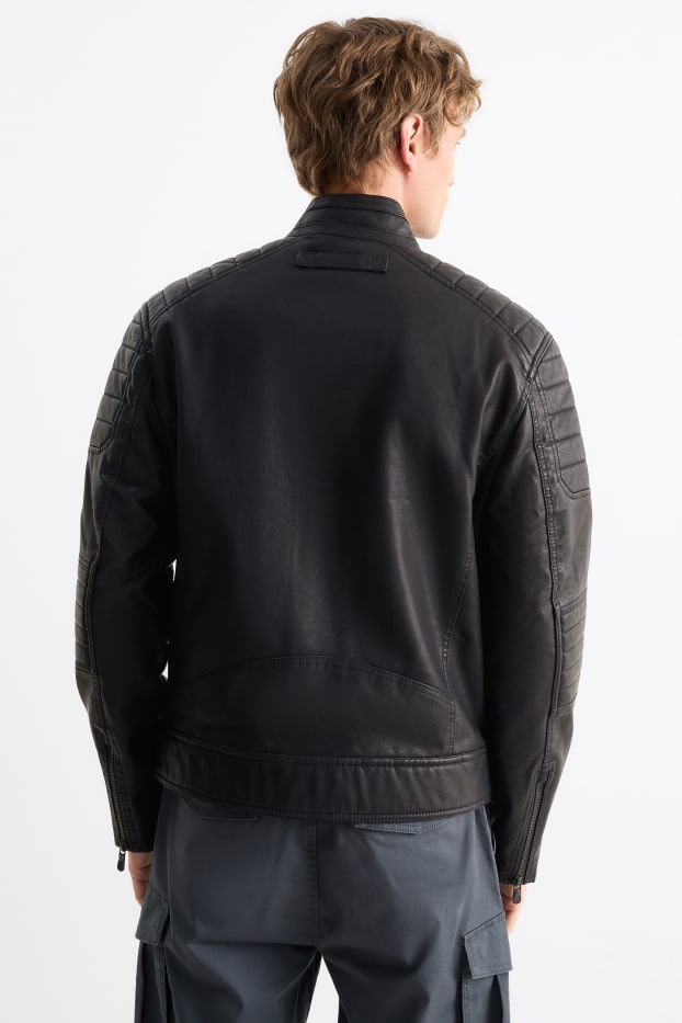 Hommes - Blouson motard - synthétique - noir