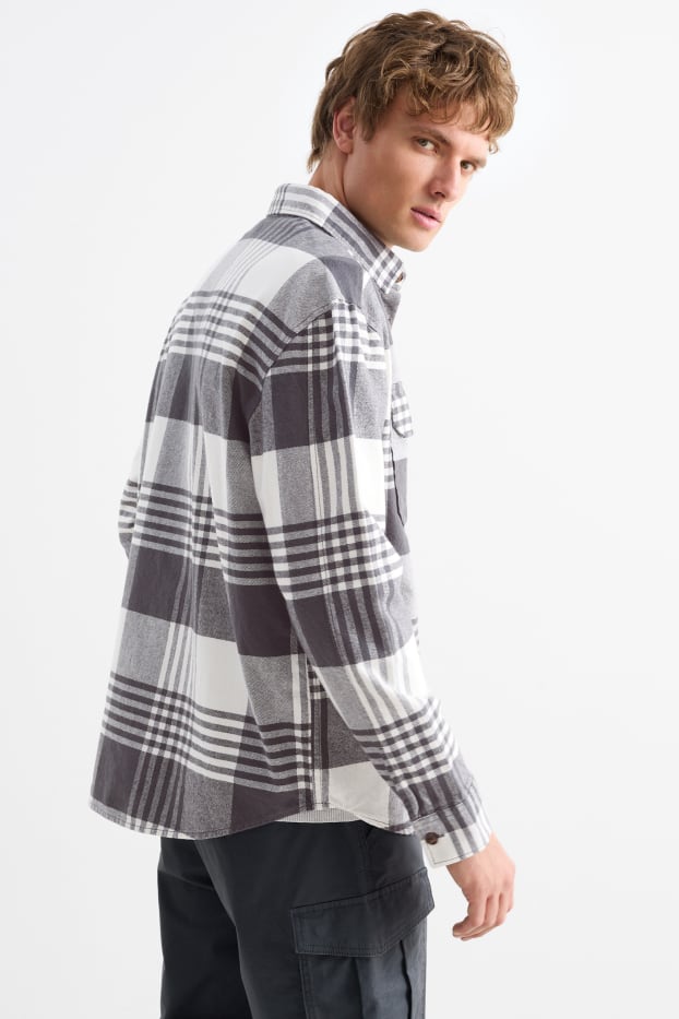 Herren - Hemd - Relaxed Fit - Kent - kariert - dunkelgrau