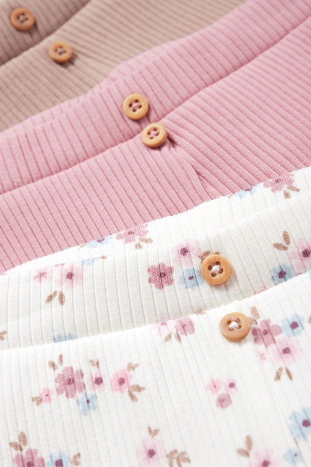 Bébés filles - Lot de 3 - petites fleurs - leggings pour bébé - rose foncé