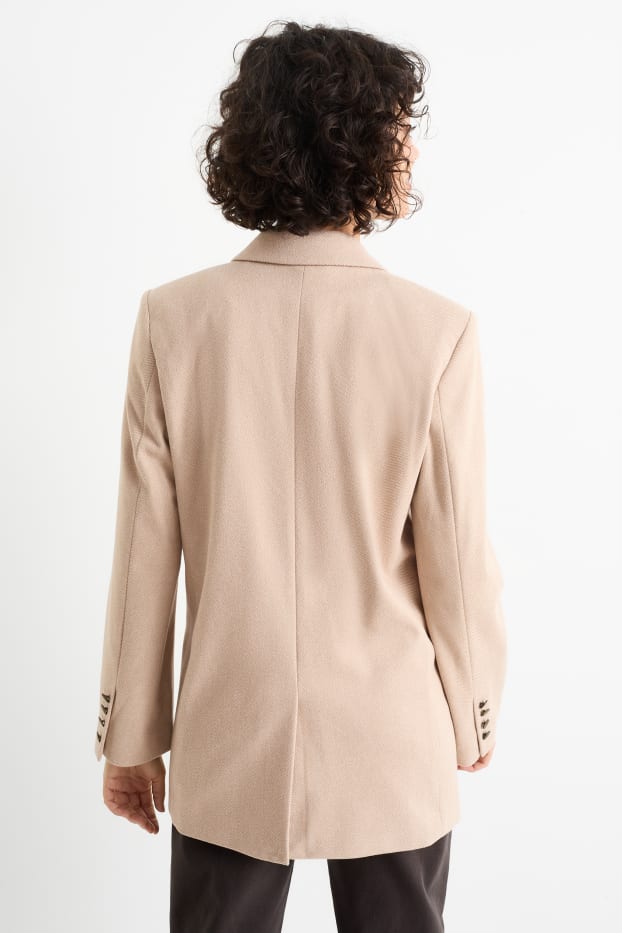 Femei - Blazer lung supradimensionat - cu model - bej