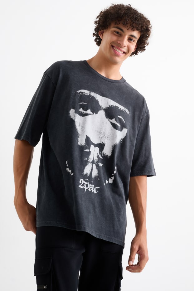 Herren - Oversized-T-Shirt - Tupac - schwarz