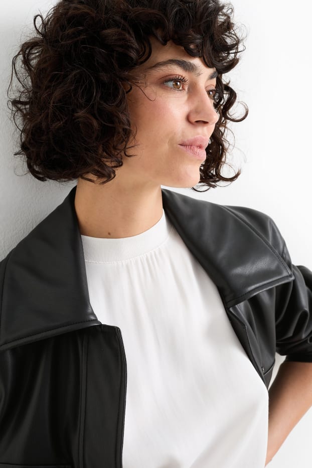 Women - Jacket - faux leather - black