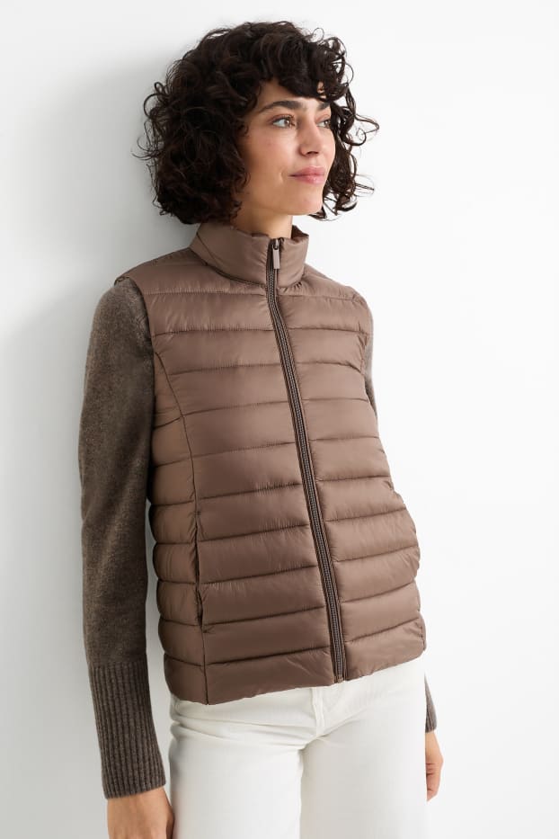 Donna - Gilet trapuntato - marrone scuro