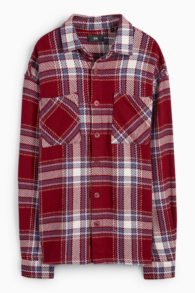 Hommes - Veste-chemise - à carreaux - rouge foncé