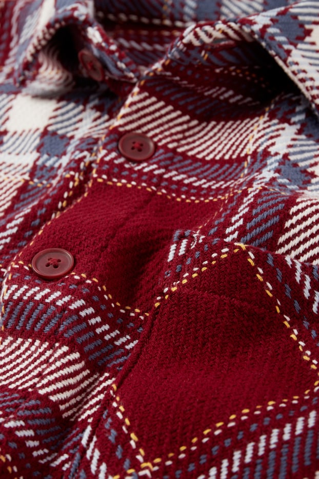Hommes - Veste-chemise - à carreaux - rouge foncé