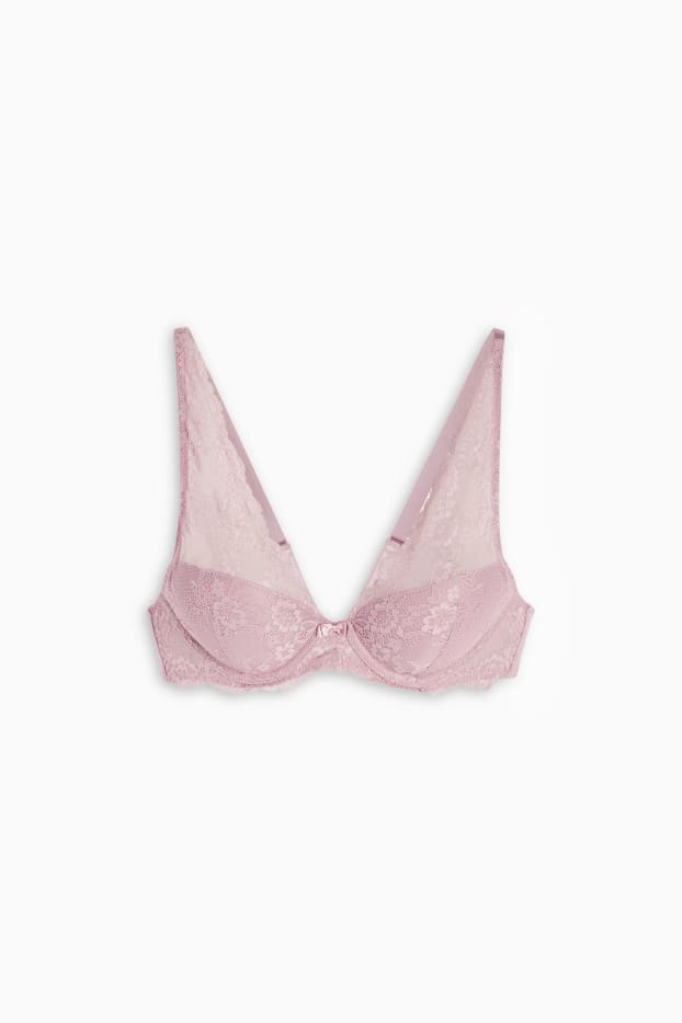 Donna - Reggiseno con ferretti - PLUNGE - imbottito - rosa scuro