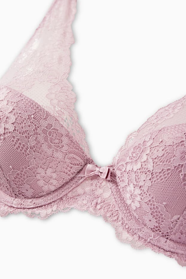 Donna - Reggiseno con ferretti - PLUNGE - imbottito - rosa scuro