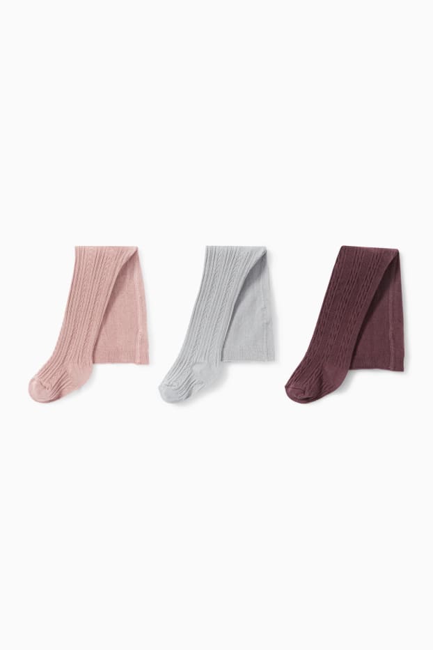 Unisex - Multipack of 3 - baby tights - rose