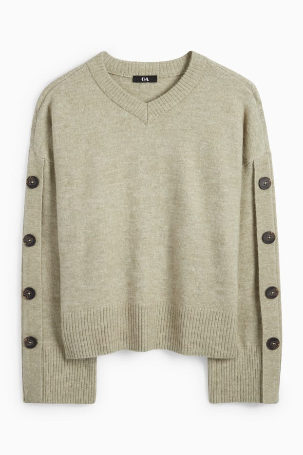 Mujer - Jersey con escote en pico - verde claro