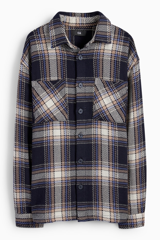 Men - Shirt jacket - check - dark blue