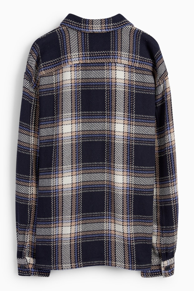 Men - Shirt jacket - check - dark blue