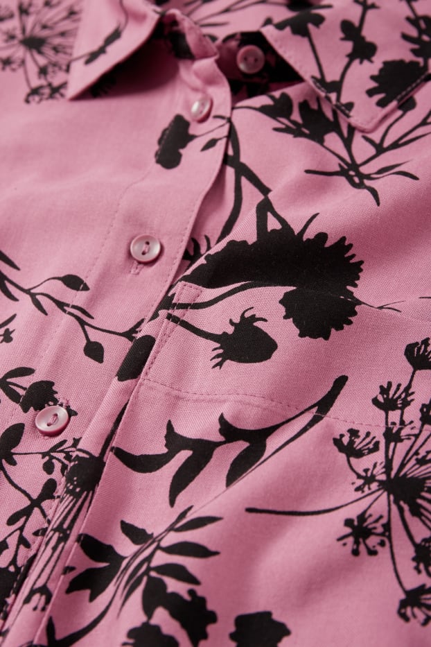 Dames - Blouse - gebloemd - paars
