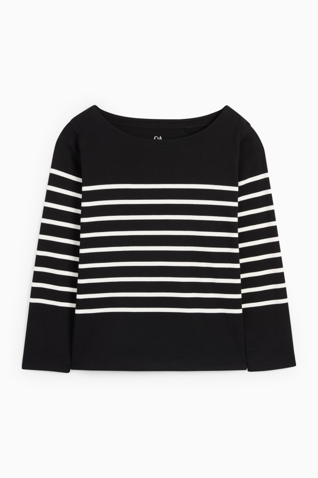 Dona - Samarreta de màniga llarga - de ratlles - negre