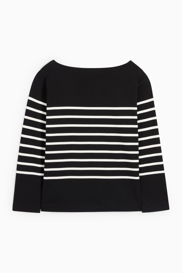 Dona - Samarreta de màniga llarga - de ratlles - negre