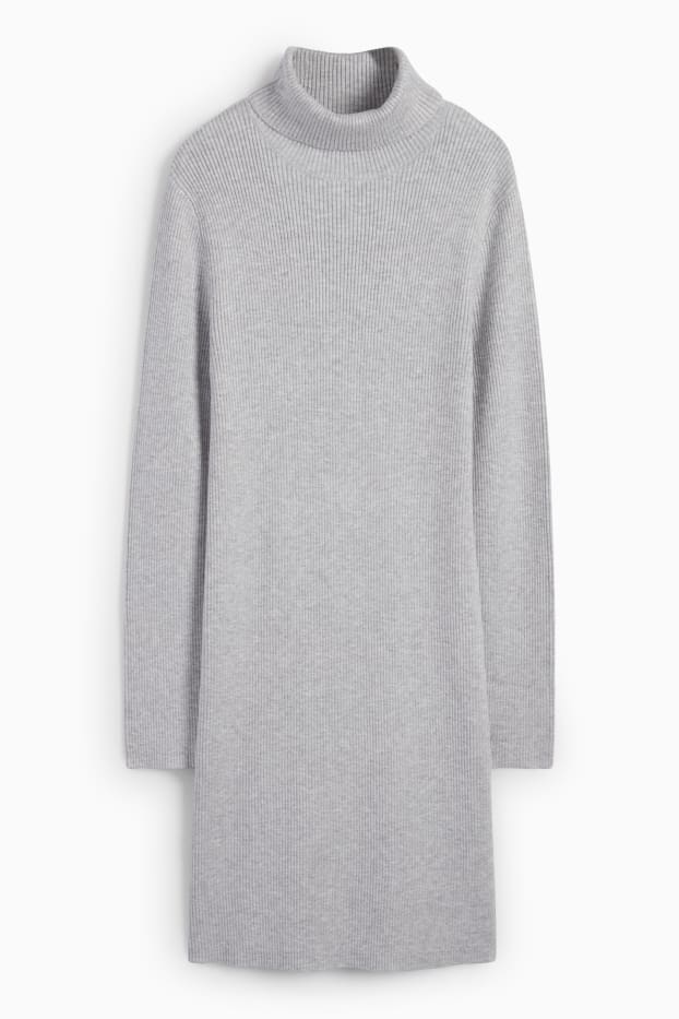 Enfants filles - Robe de maille à col roulé - gris clair
