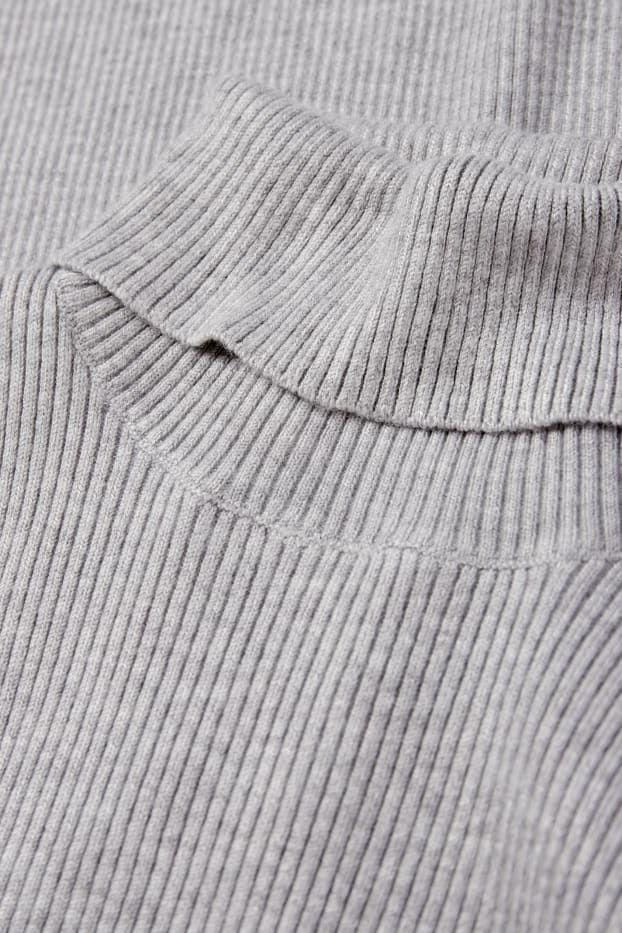 Enfants filles - Robe de maille à col roulé - gris clair