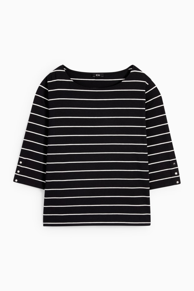 Donna - Maglia a maniche lunghe - a righe - nero