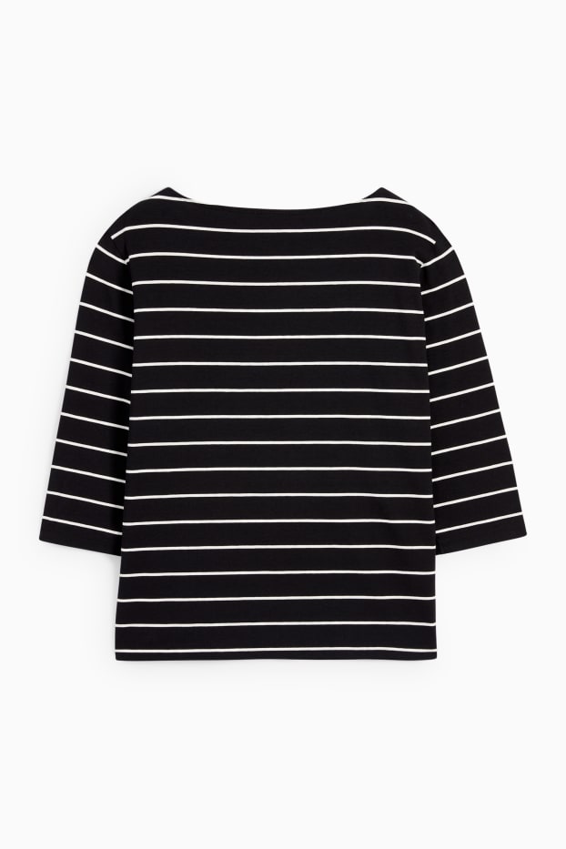 Donna - Maglia a maniche lunghe - a righe - nero