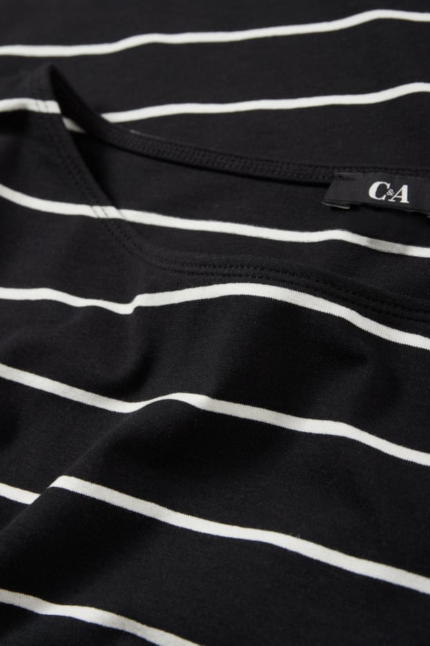 Donna - Maglia a maniche lunghe - a righe - nero