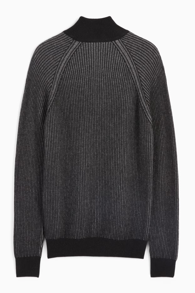 Men - Cashmere blend jumper - ribbed - dark gray