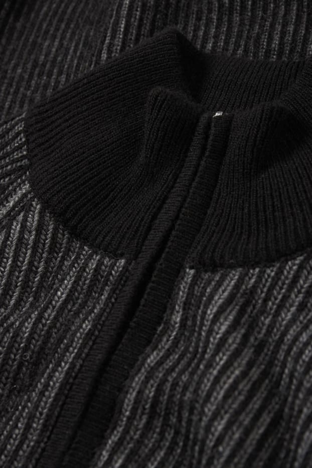 Men - Cashmere blend jumper - ribbed - dark gray