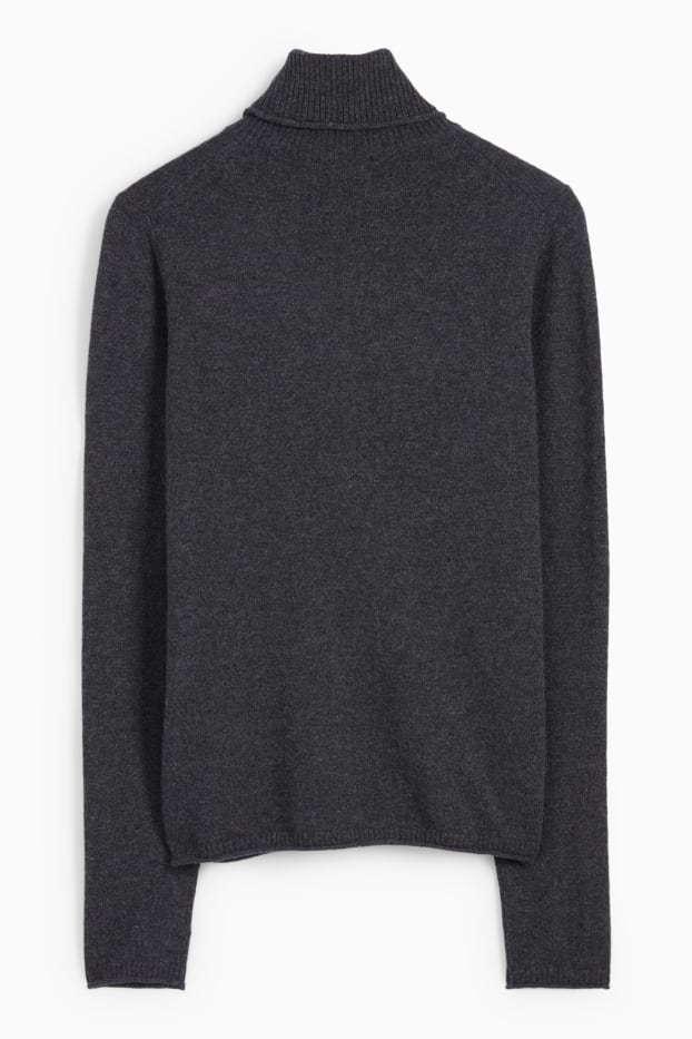 Femmes - Pull à col roulé en cachemire - gris foncé