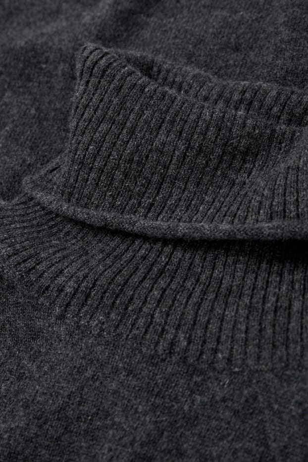 Femmes - Pull à col roulé en cachemire - gris foncé