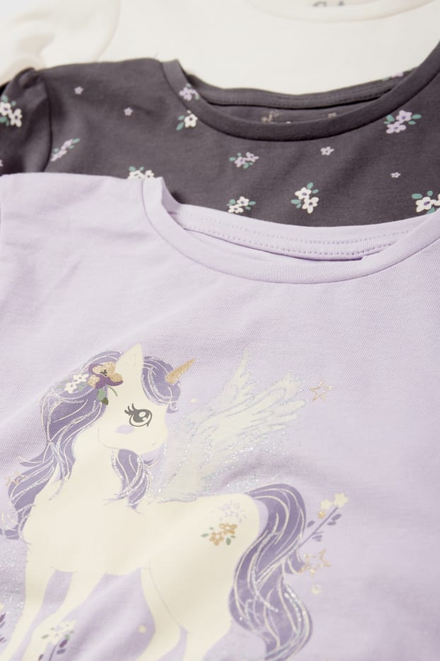 Nena - Paquet de 3 - unicorn - samarreta de màniga llarga - violeta clar