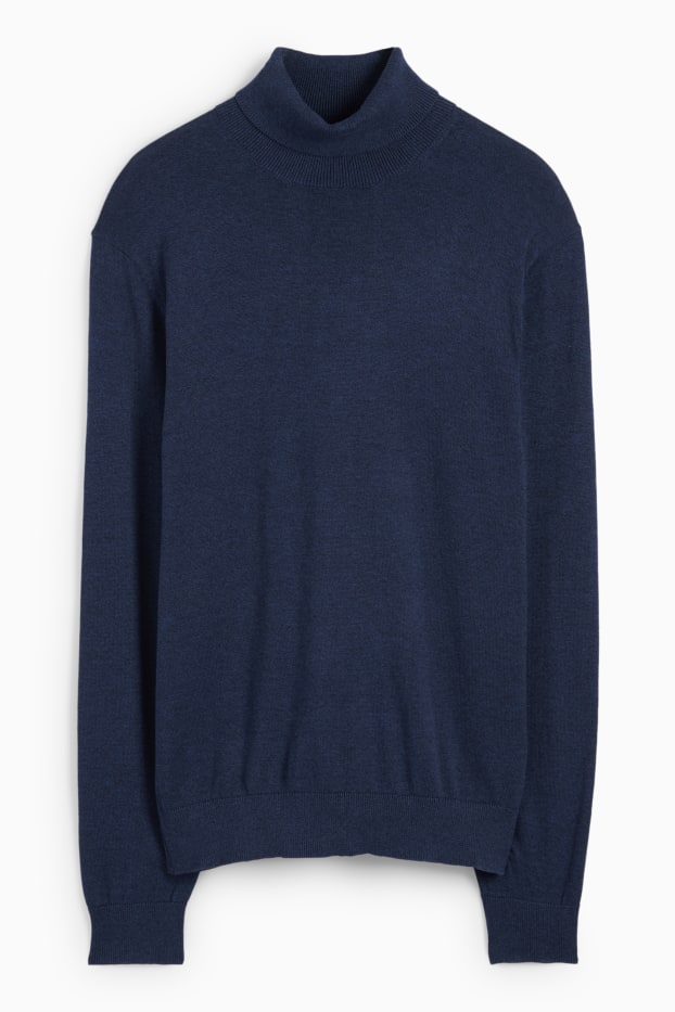 Hommes - Pull à col roulé - bleu foncé