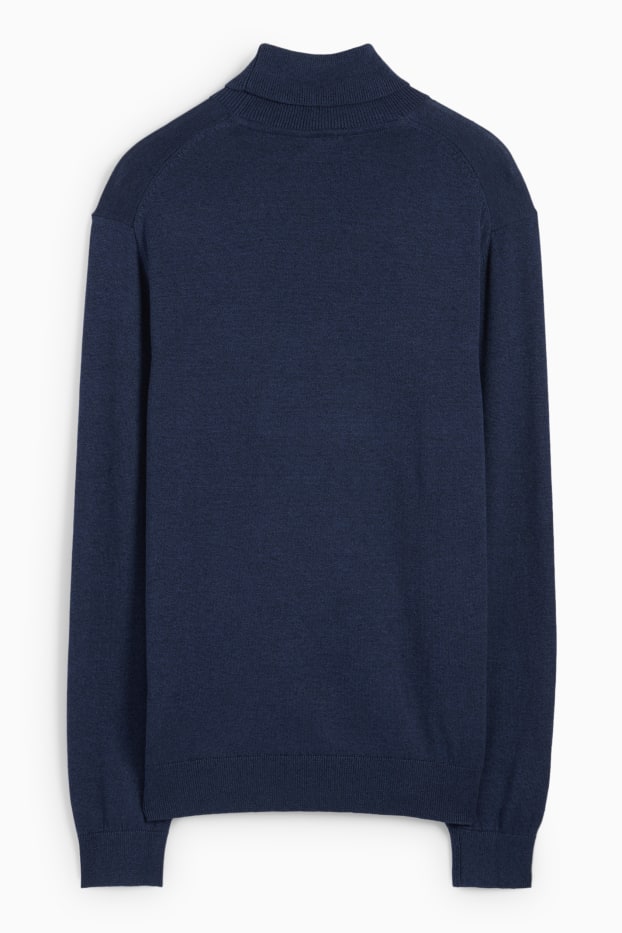 Hommes - Pull à col roulé - bleu foncé