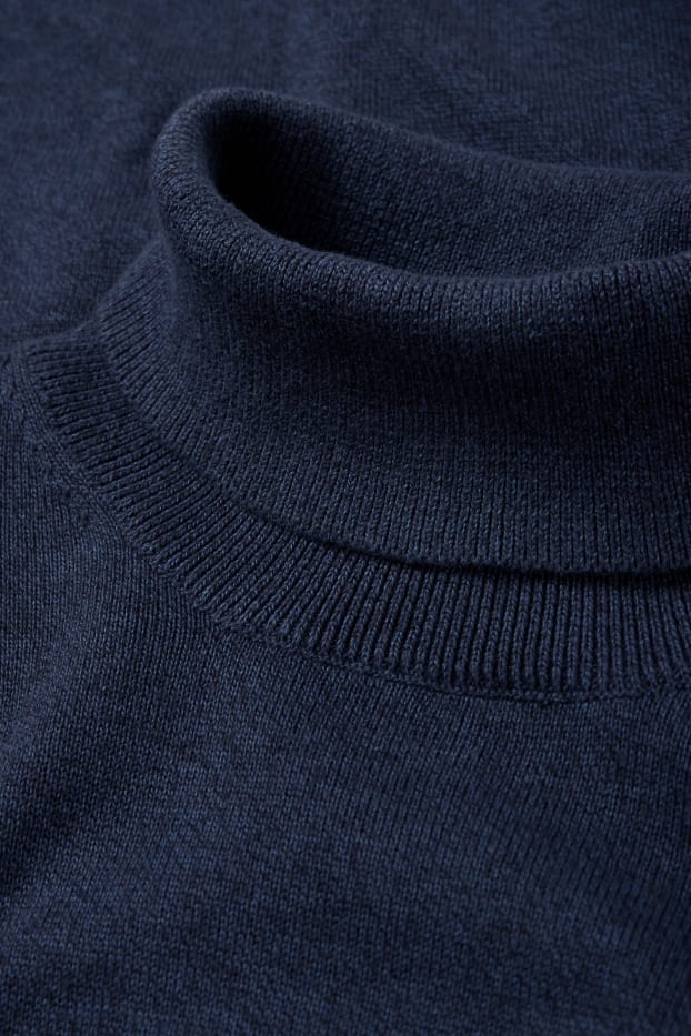 Hommes - Pull à col roulé - bleu foncé
