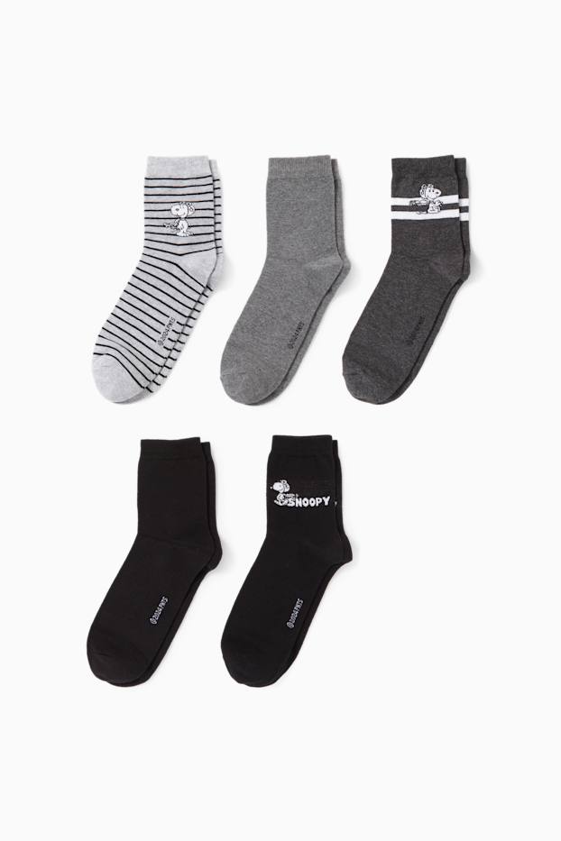 Femmes - Lot de 5 paires - chaussettes à motif - Snoopy - gris