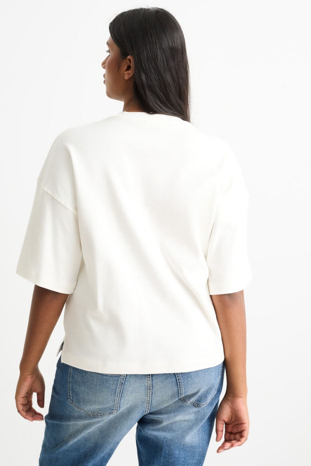 Dona - Samarreta de màniga curta - efecte brillant - crema