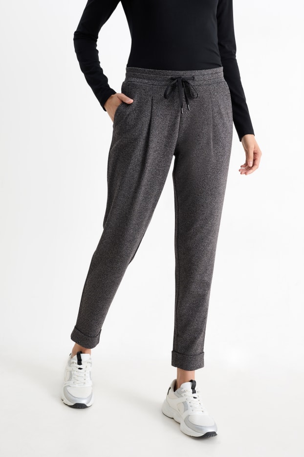 Femmes - Pantalon de toile - mid waist - tapered fit - gris foncé