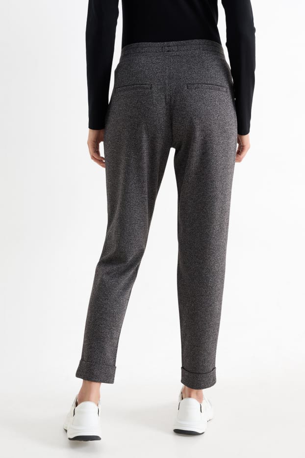 Femmes - Pantalon de toile - mid waist - tapered fit - gris foncé