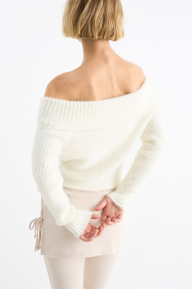 Damen - Crop Pullover - weiss