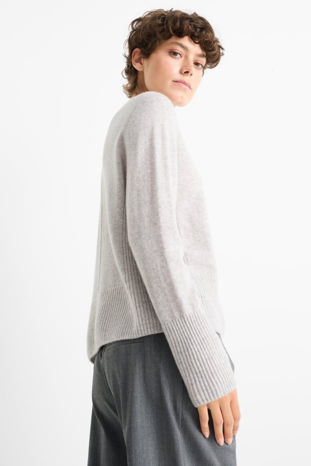 Femmes - Pull en cachemire - gris clair chiné