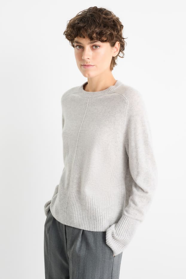 Femmes - Pull en cachemire - gris clair chiné