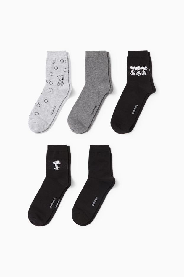 Donna - Confezione da 5 - calze con motivo - Snoopy - grigio