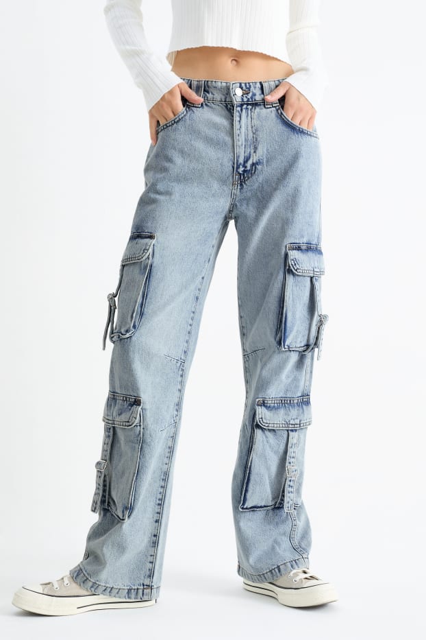 Dona - Texans cargo - low waist - relaxed fit - texà blau