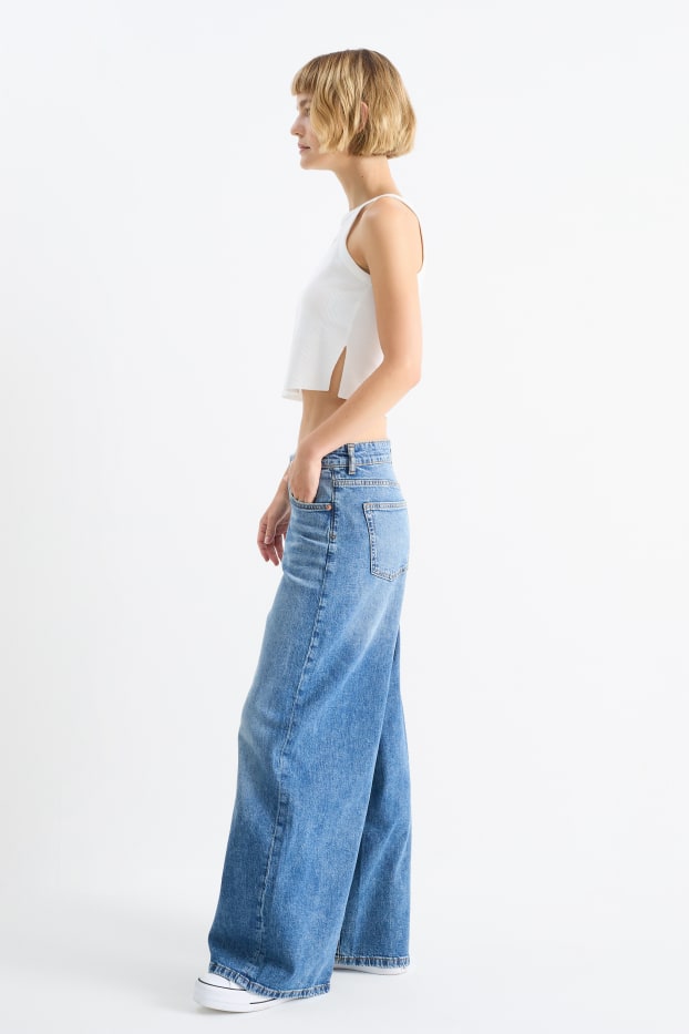 Damen - Wide Leg Jeans - Low Waist - jeansblau